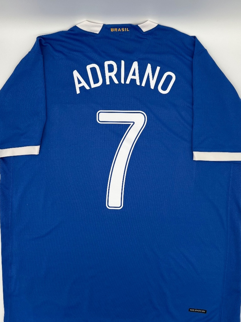 Brazil 2006/2007 Away Adriano #7 Authentic Nike Soccer Jersey XL Men Blue White